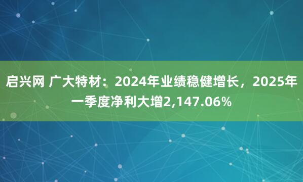 启兴网 广大特材：2024年业绩稳健增长，2025年一季度净利大增2,147.06%